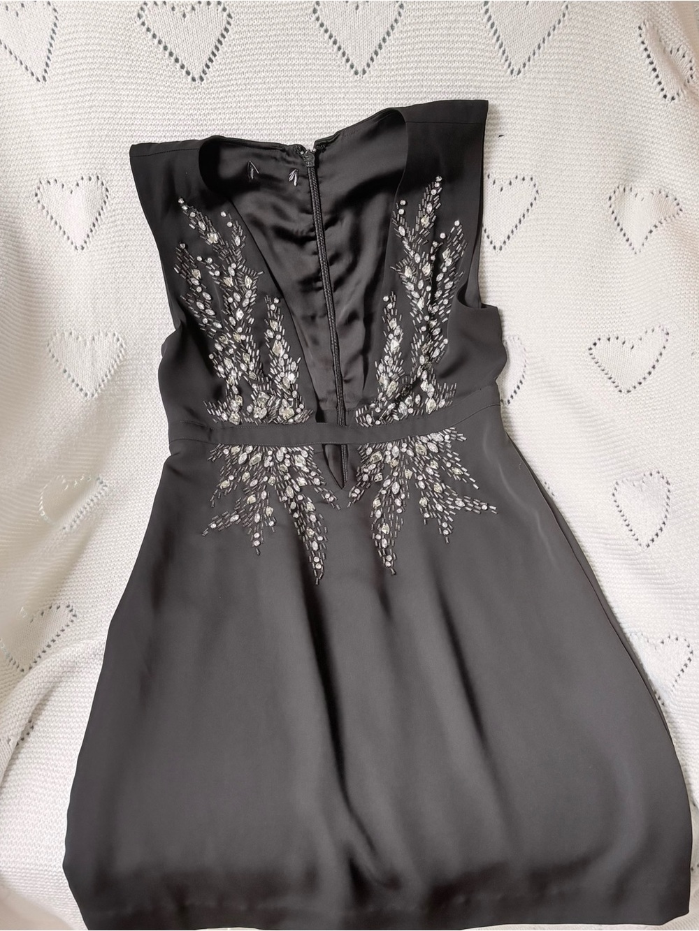 Black Sleeveless Beaded Cocktail Dress